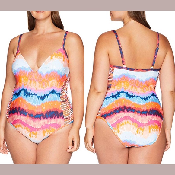 NEW Kenneth‎ Cole Reaction Tidal Wave Macrame Side One-Piece [SZ Small ] - Picture 1 of 8